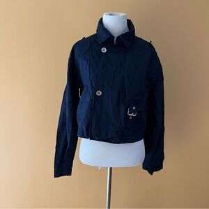 Michael Kors cropped military jacker with chrome hardware, EUC, navy, petite M